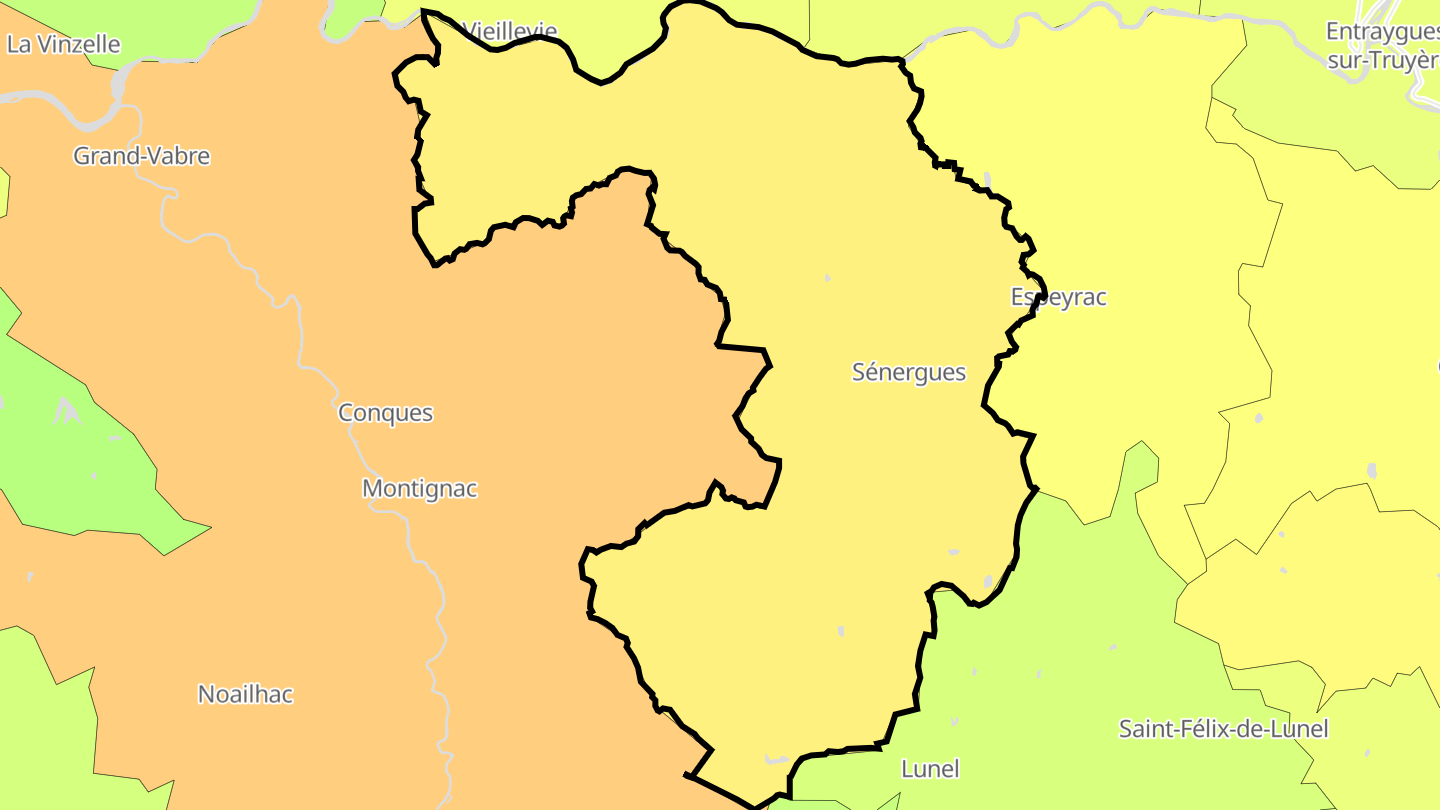 Carte des prix de l'immobilier Sénergues