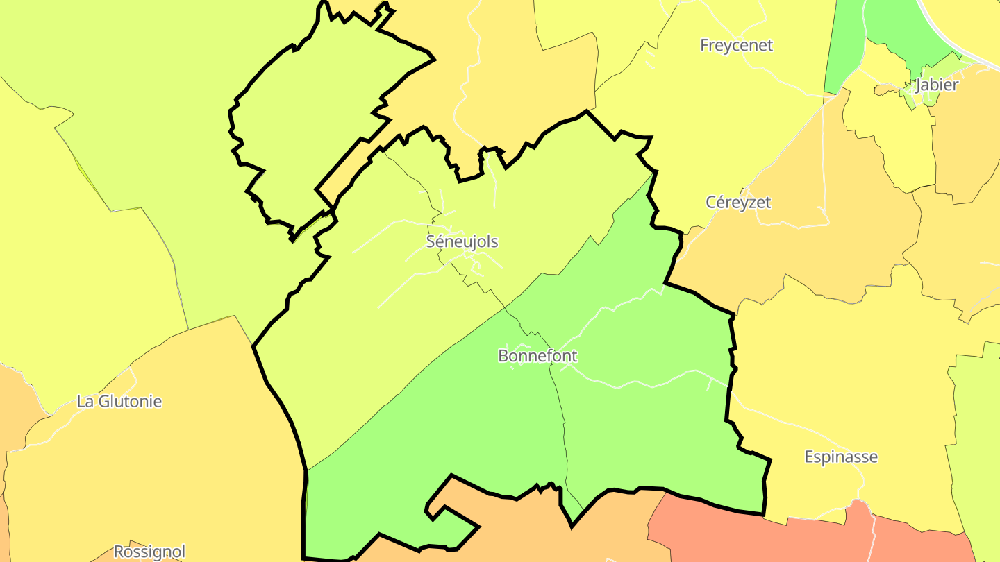 Carte des prix de l'immobilier Séneujols