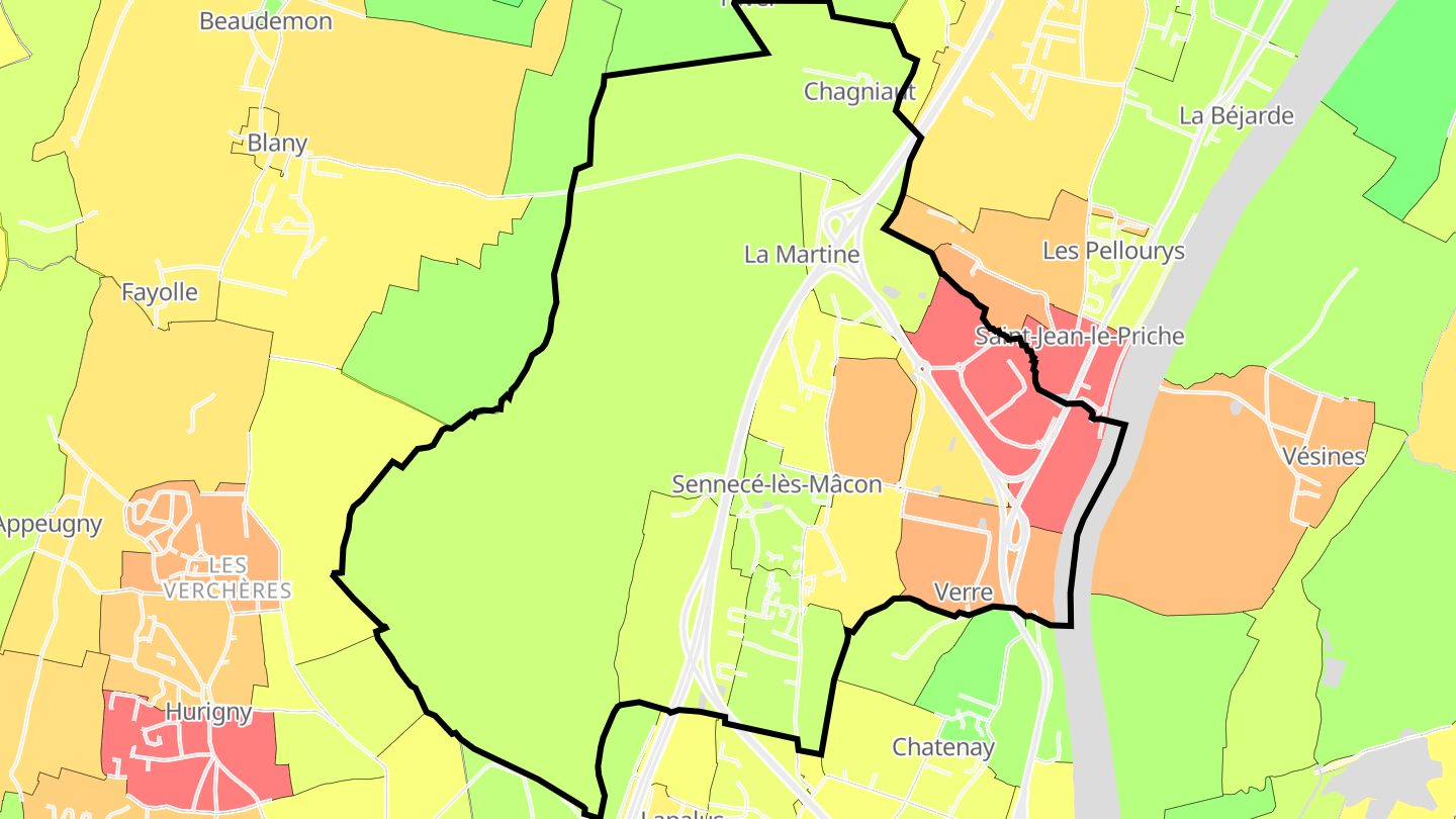 Carte des prix de l'immobilier Sennecé-lès-Mâcon