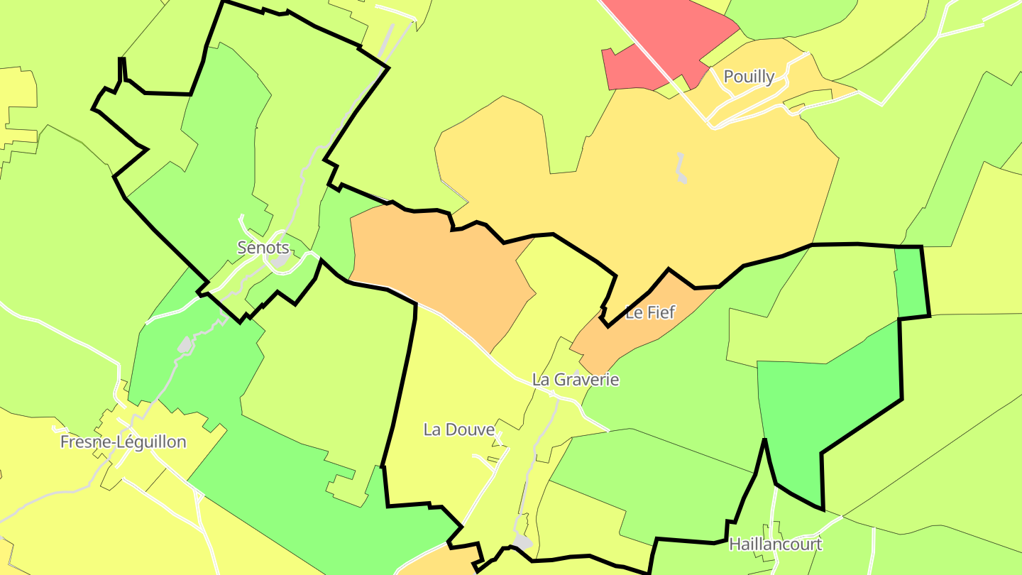 Carte des prix de l'immobilier Senots