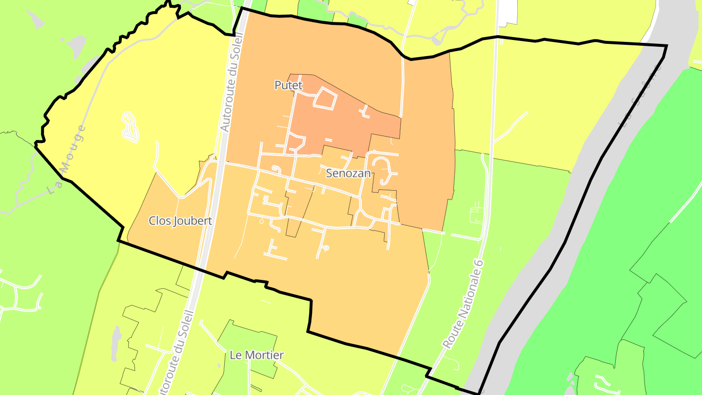 Carte des prix de l'immobilier Senozan