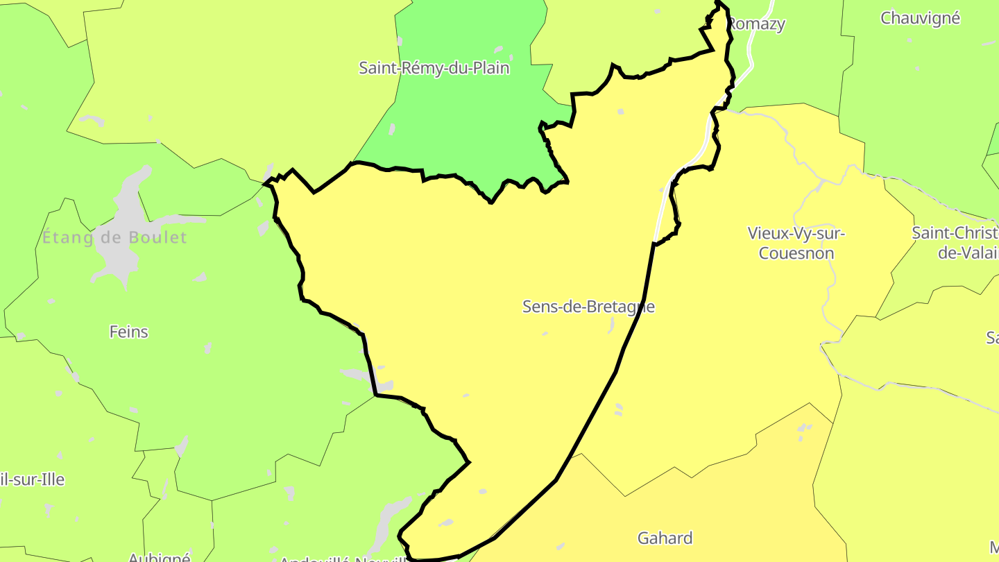 Carte des prix de l'immobilier Sens-de-Bretagne