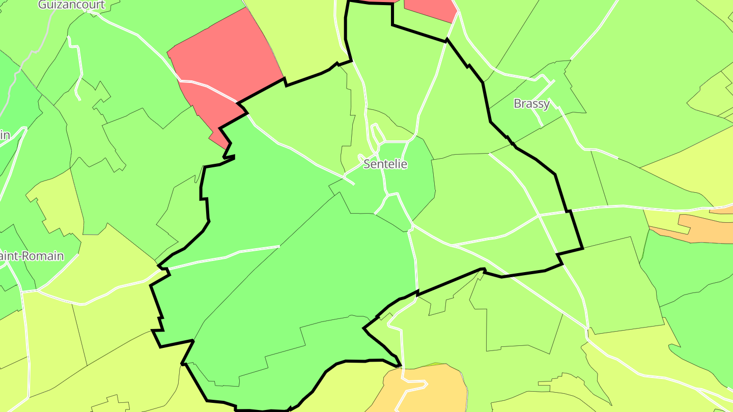 Carte des prix de l'immobilier Sentelie