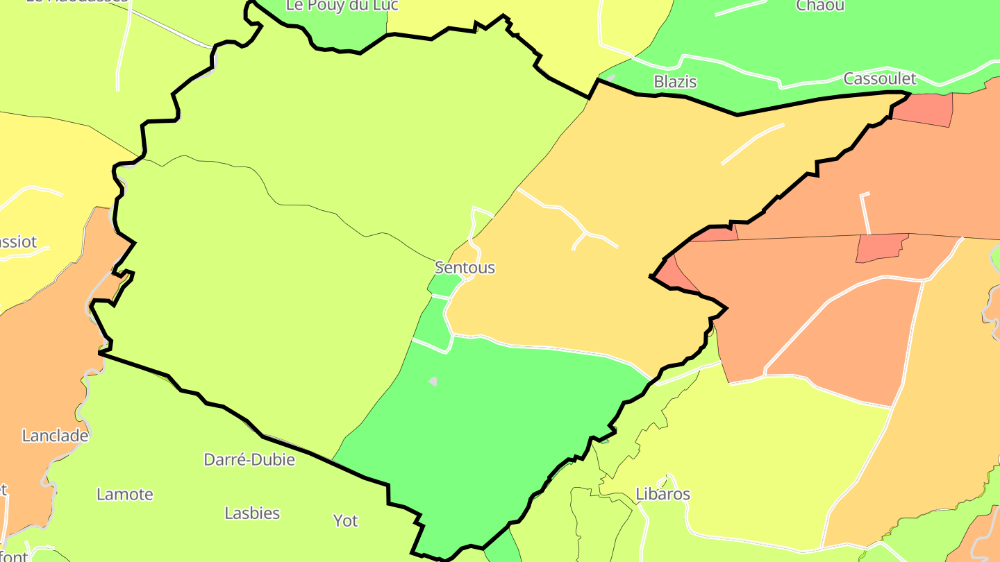 Carte des prix de l'immobilier Sentous