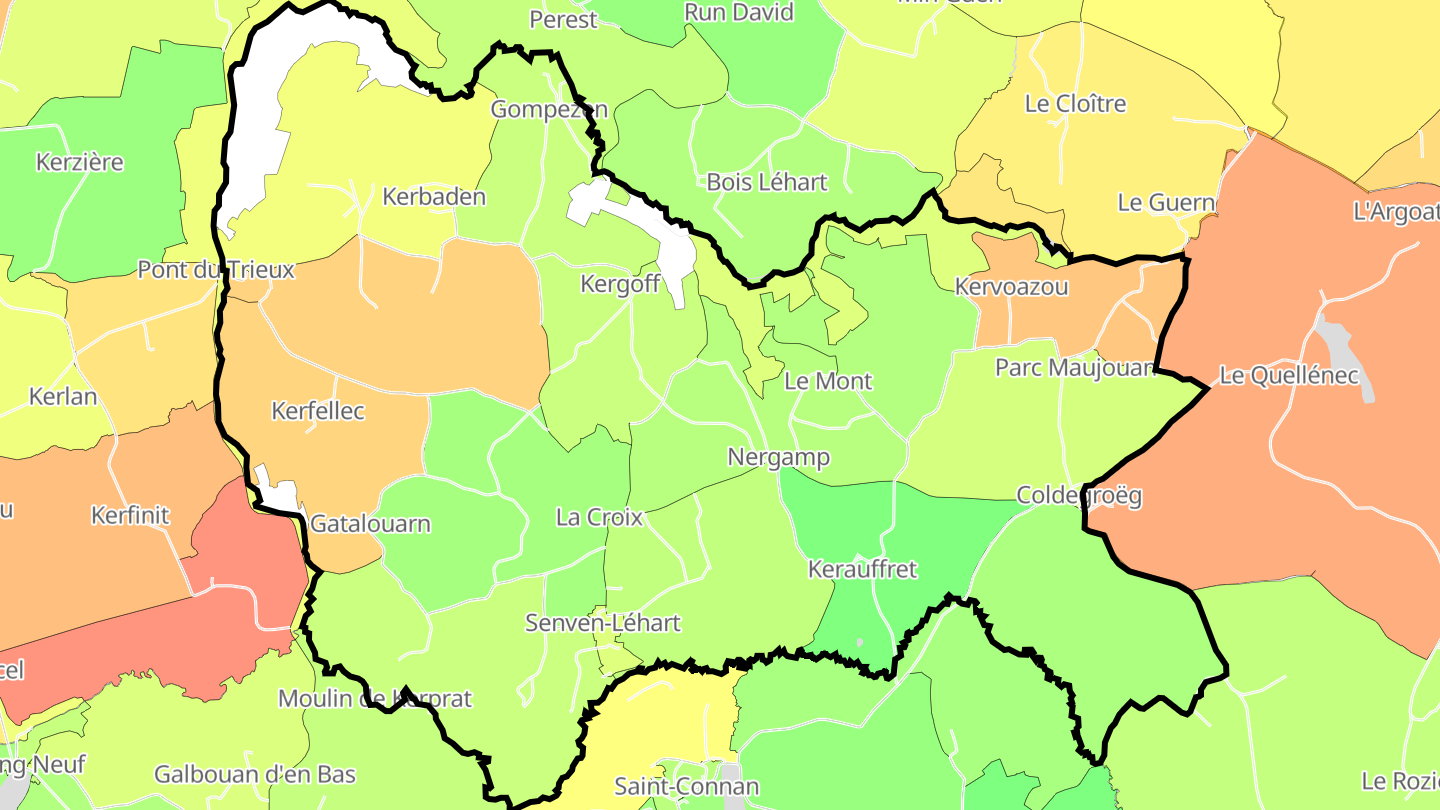 Carte des prix de l'immobilier Senven-Léhart