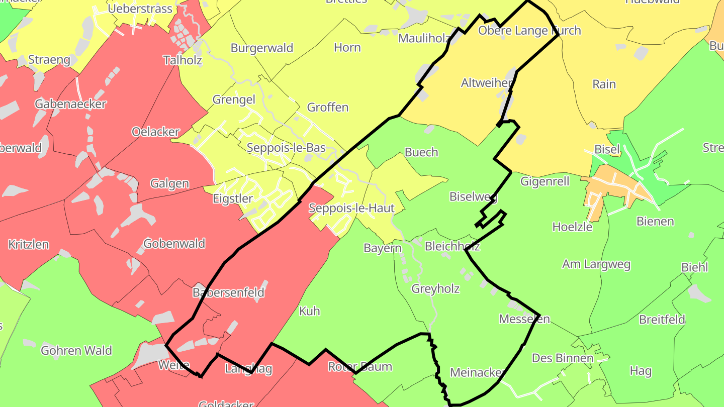 Carte des prix de l'immobilier Seppois-le-Haut