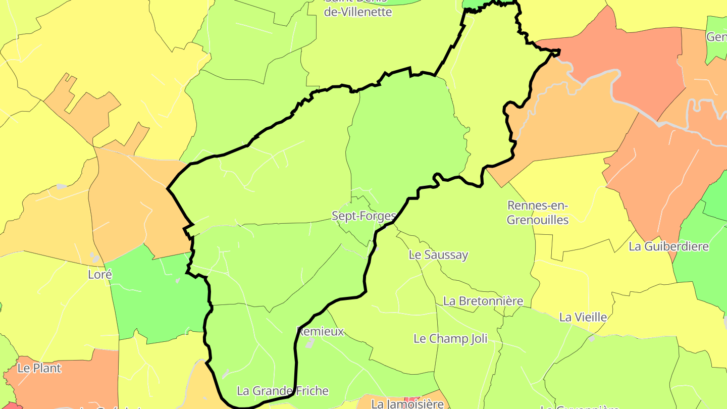 Carte des prix de l'immobilier Sept-Forges