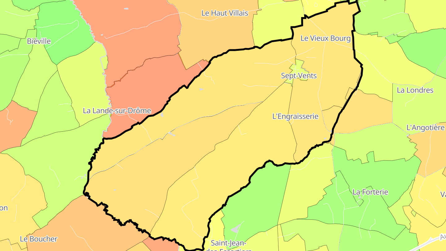 Carte des prix de l'immobilier Sept-Vents
