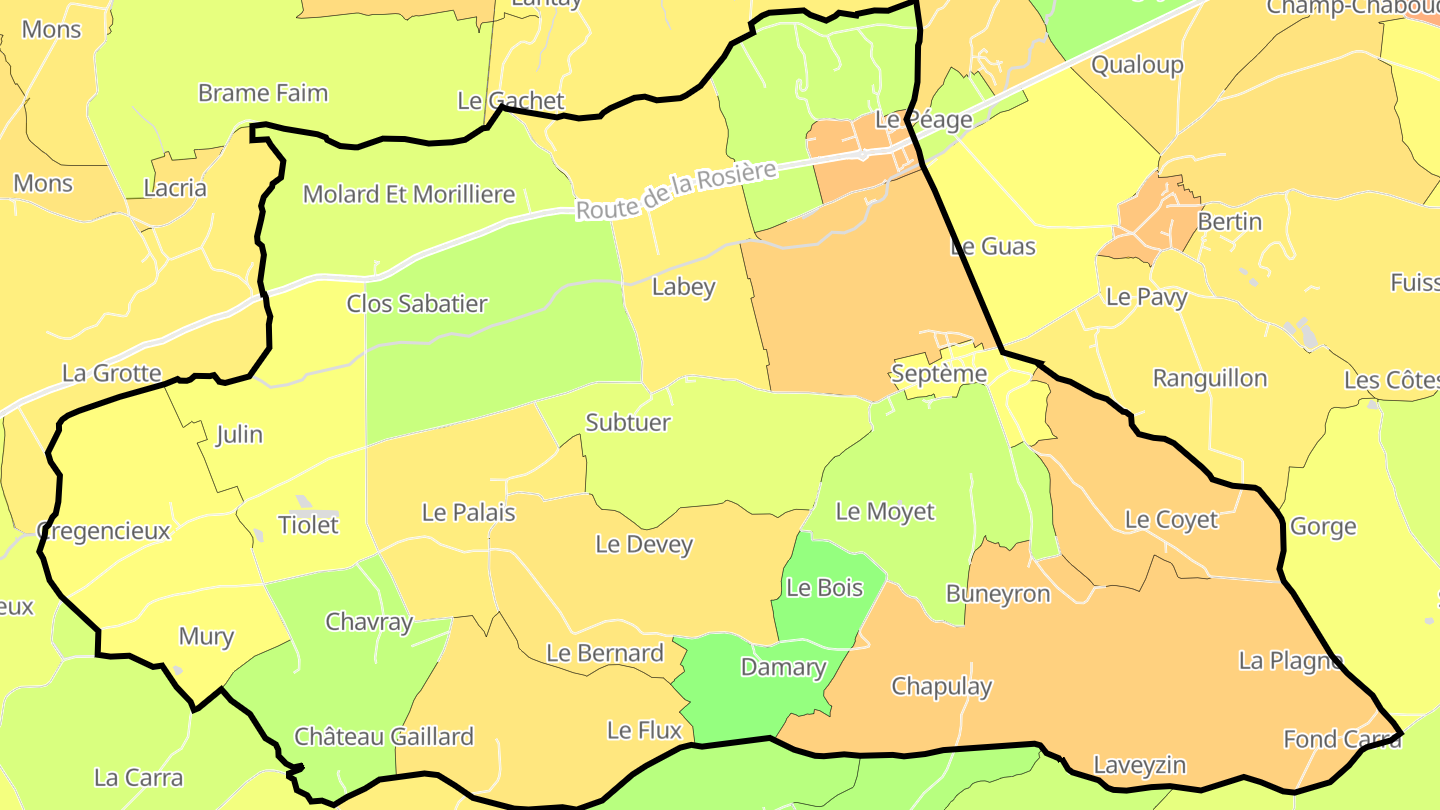 Carte des prix de l'immobilier Septème