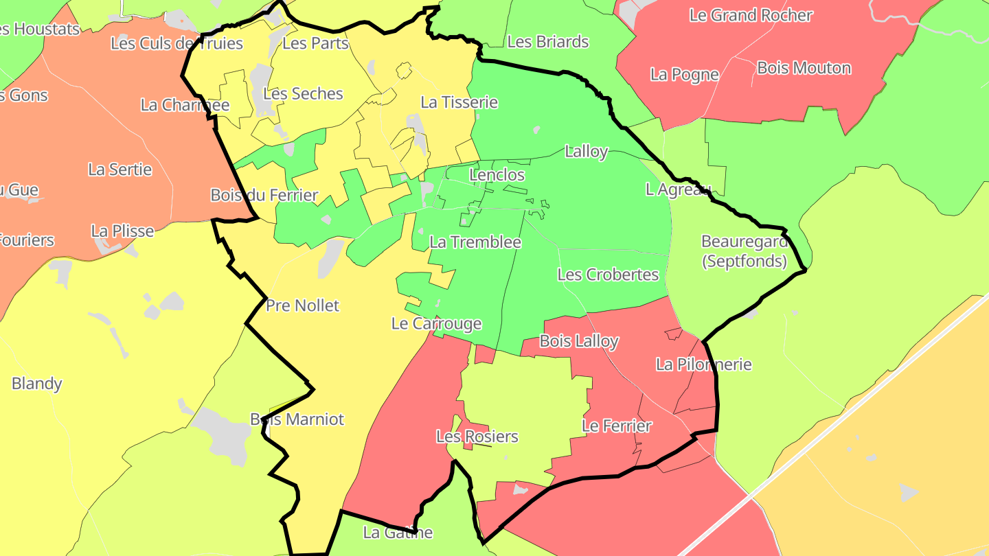 Carte des prix de l'immobilier Septfonds