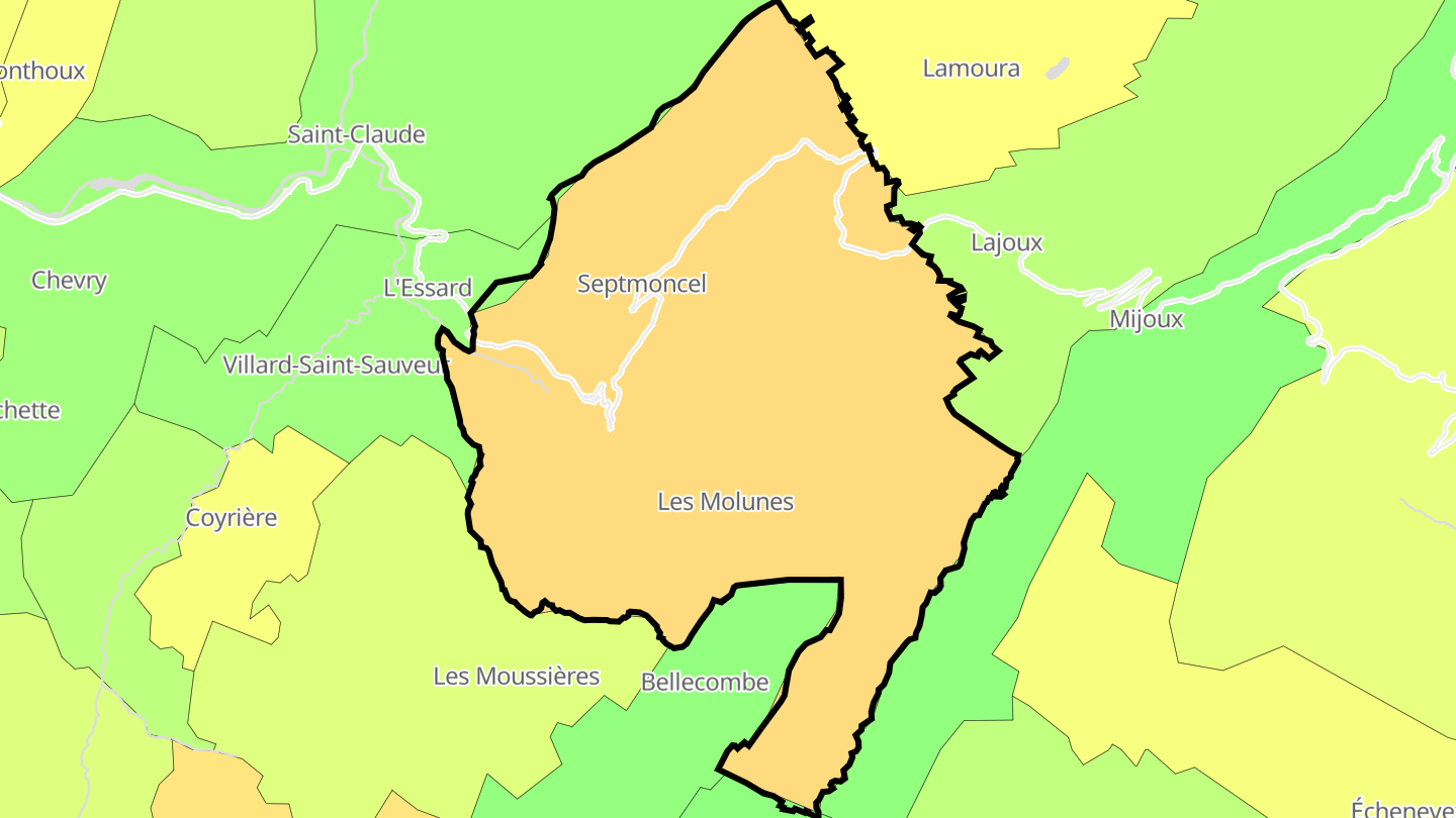 Carte des prix de l'immobilier Septmoncel les Molunes