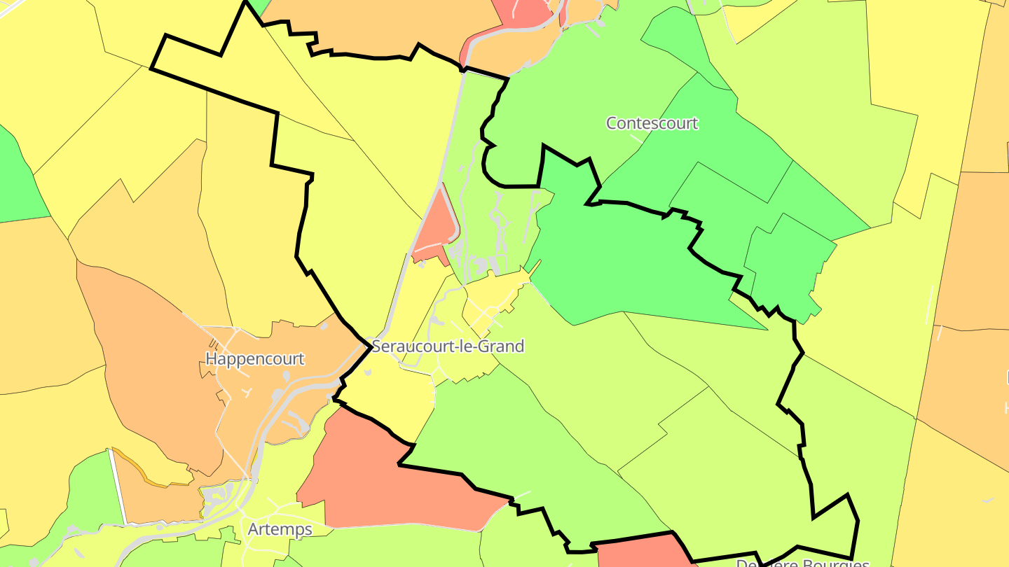 Carte des prix de l'immobilier Seraucourt-le-Grand