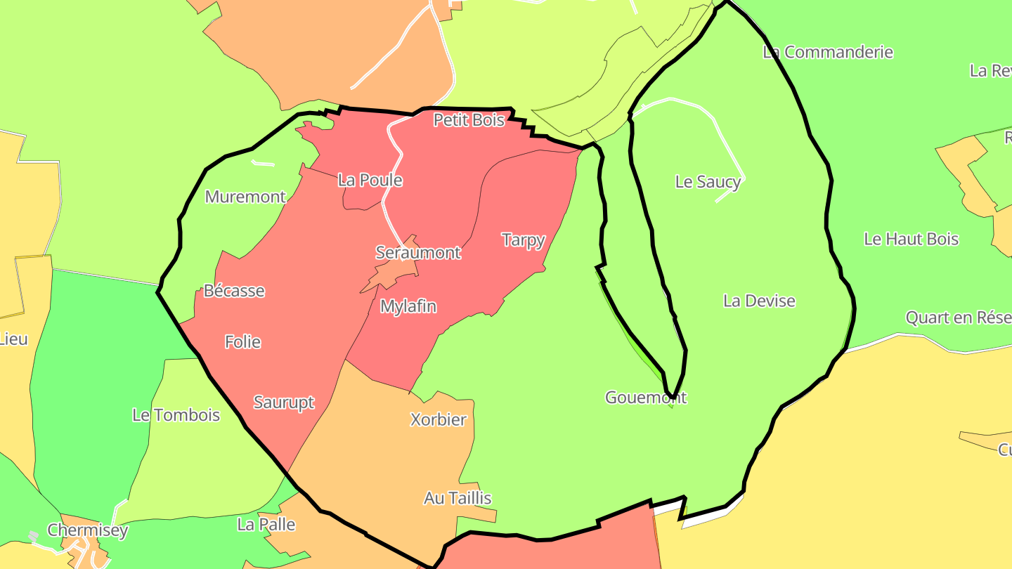 Carte des prix de l'immobilier Seraumont