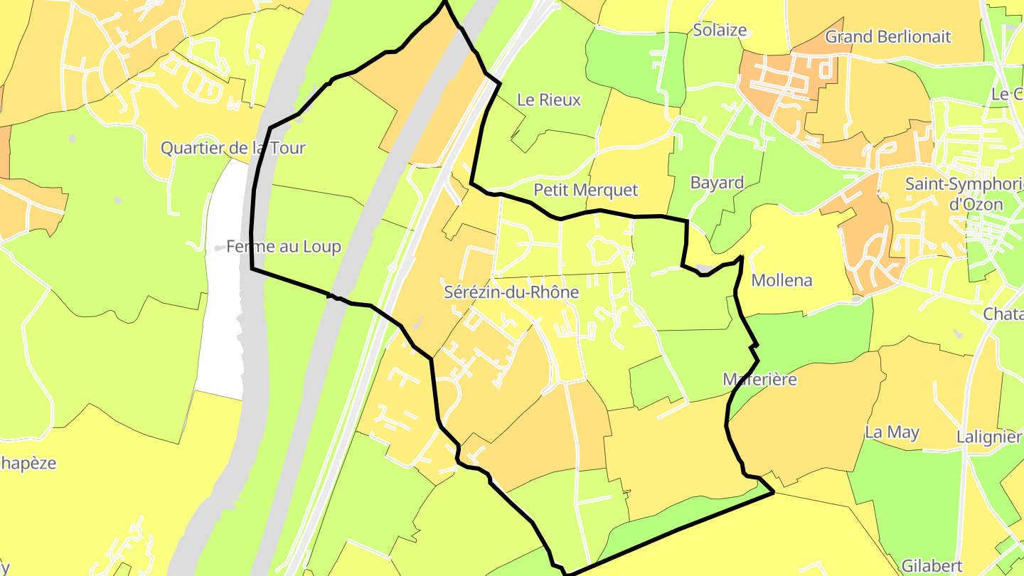 Carte des prix de l'immobilier Sérézin-du-Rhône