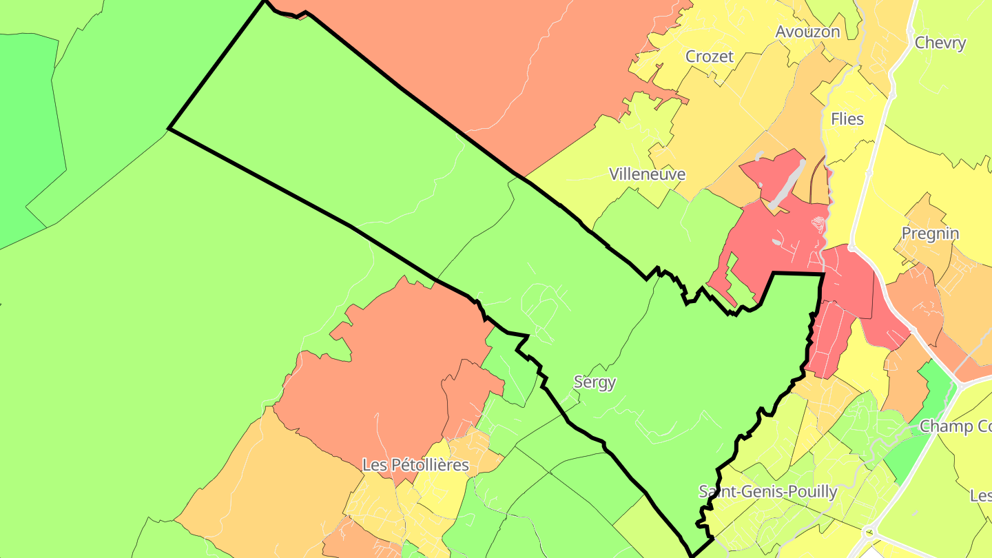 Carte des prix de l'immobilier Sergy