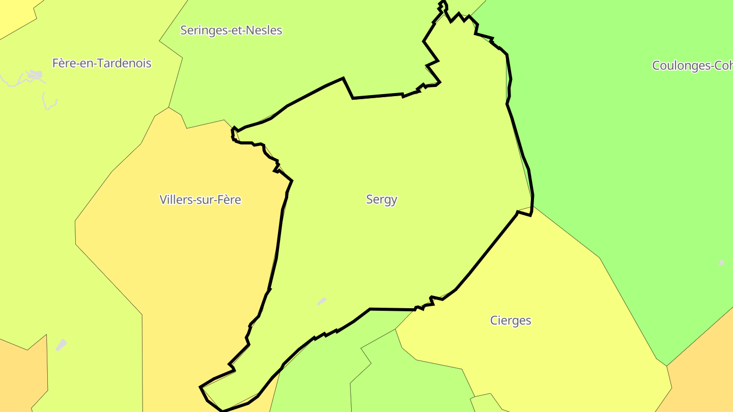 Carte des prix de l'immobilier Sergy