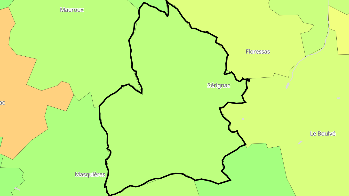 Carte des prix de l'immobilier Sérignac