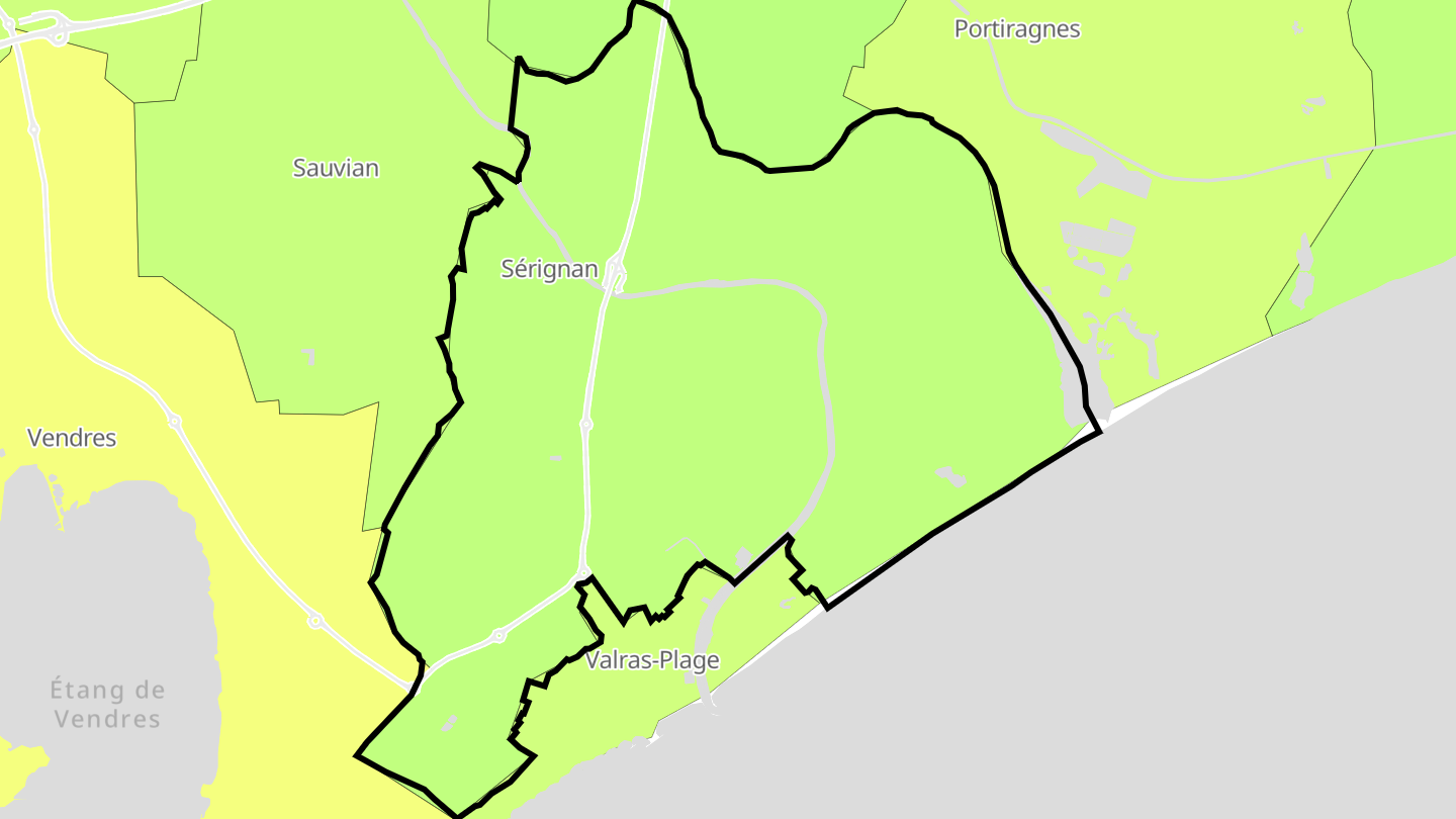 Carte des prix de l'immobilier Sérignan