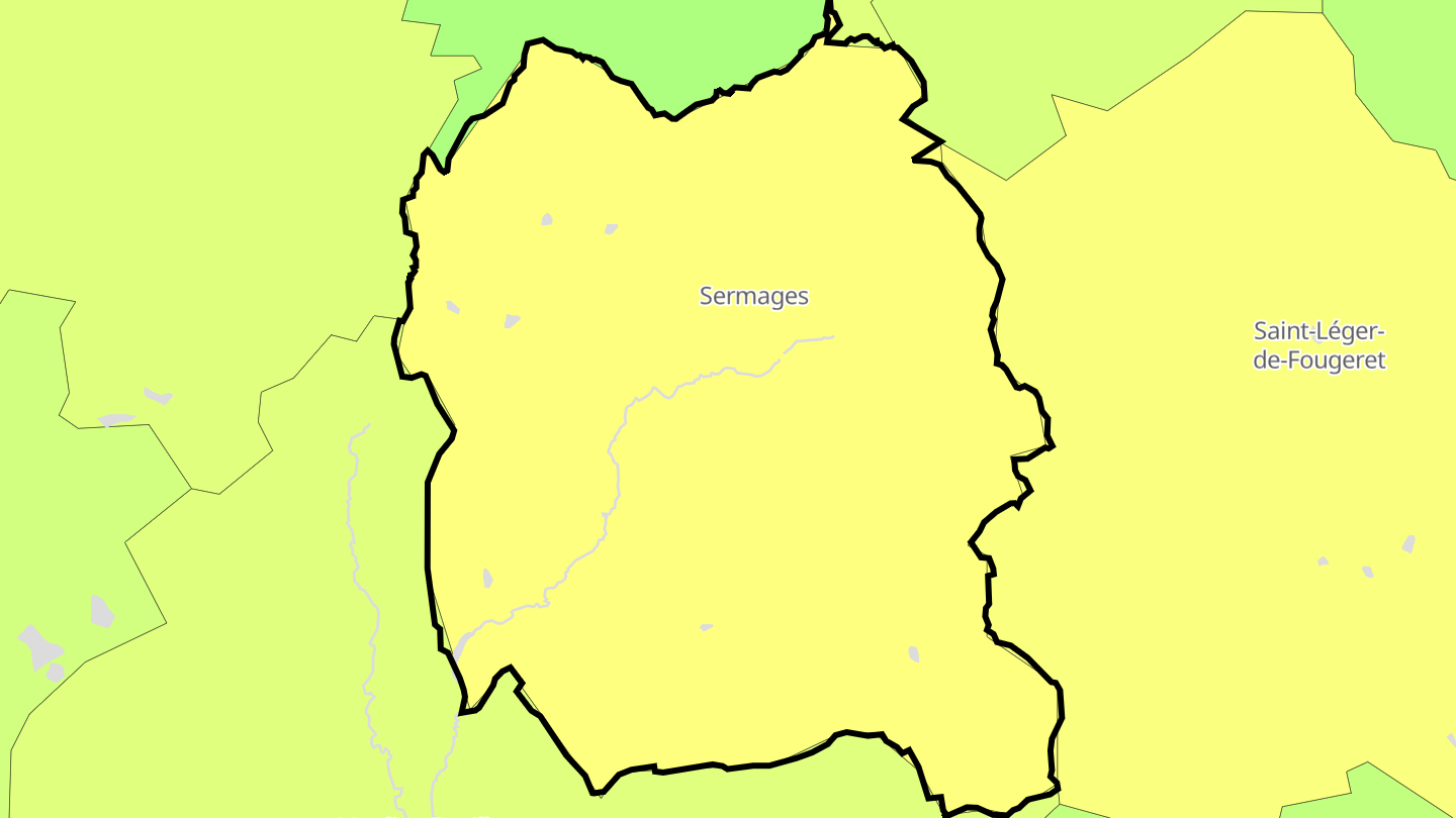 Carte des prix de l'immobilier Sermages