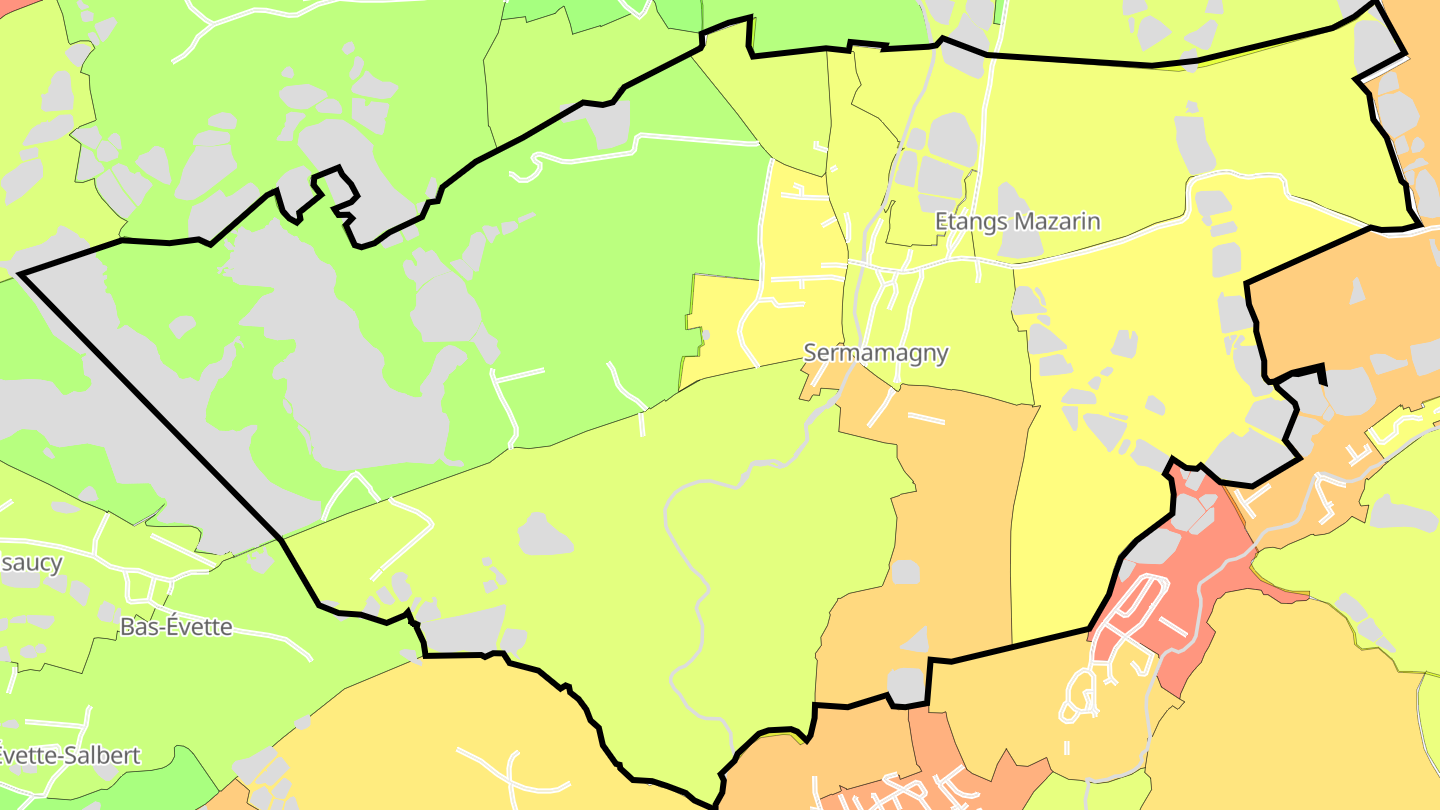 Carte des prix de l'immobilier Sermamagny