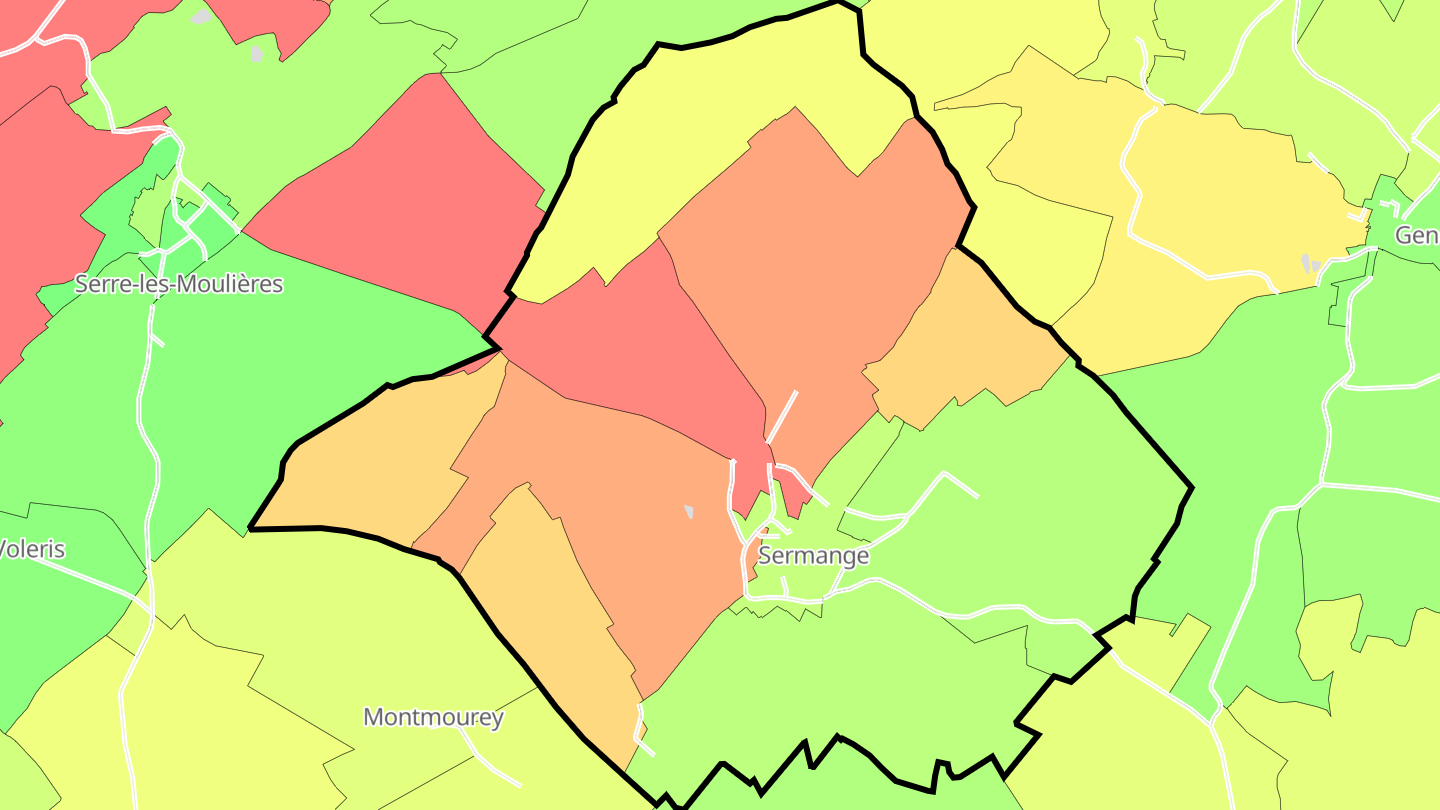 Carte des prix de l'immobilier Sermange