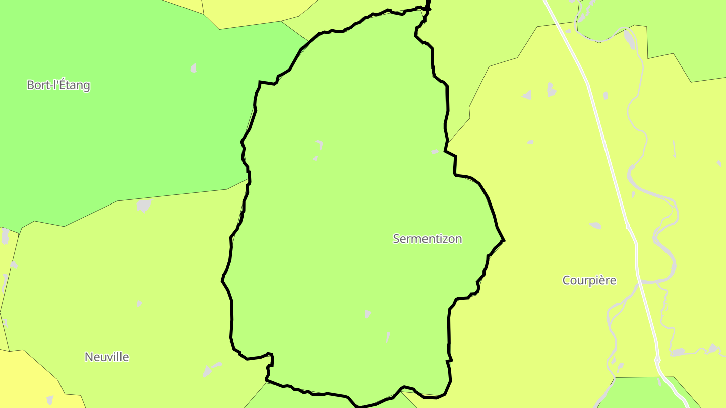 Carte des prix de l'immobilier Sermentizon