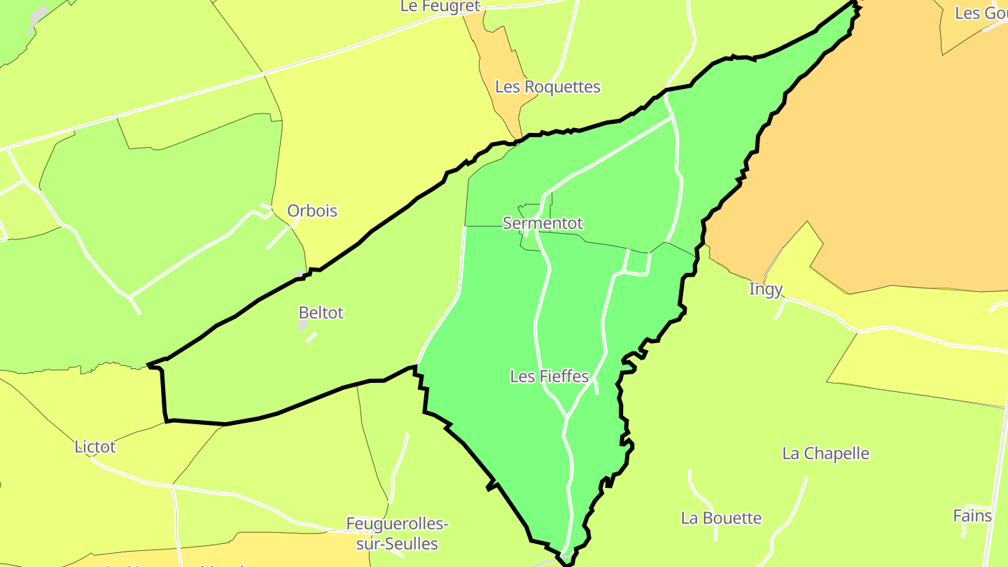 Carte des prix de l'immobilier Sermentot
