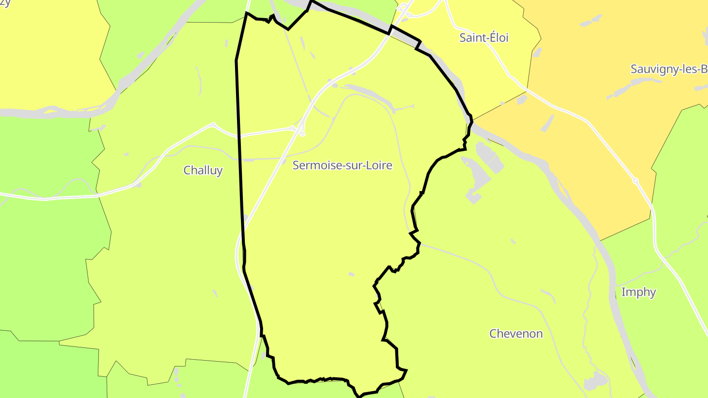 Carte des prix de l'immobilier Sermoise-sur-Loire