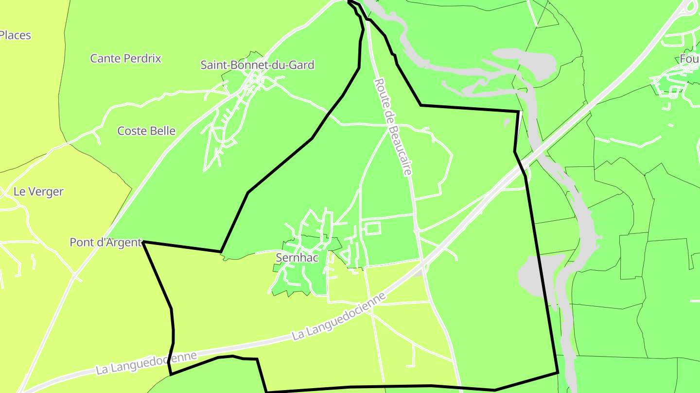 Carte des prix de l'immobilier Sernhac