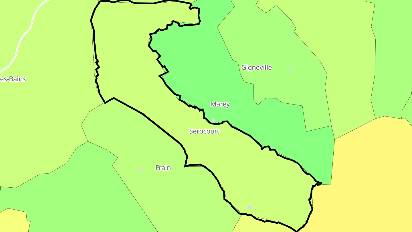 Carte des prix de l'immobilier Serocourt