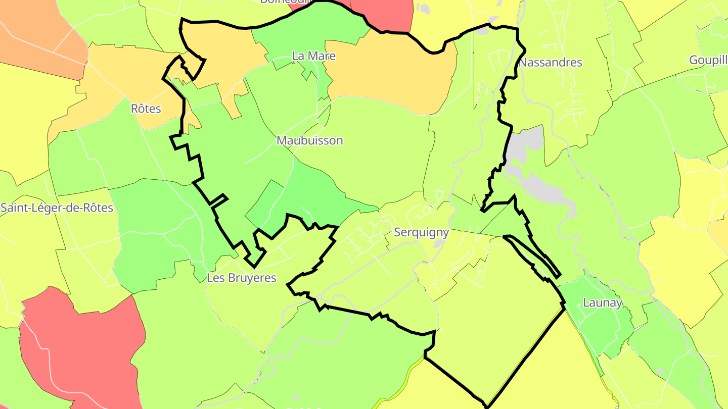 Carte des prix de l'immobilier Serquigny