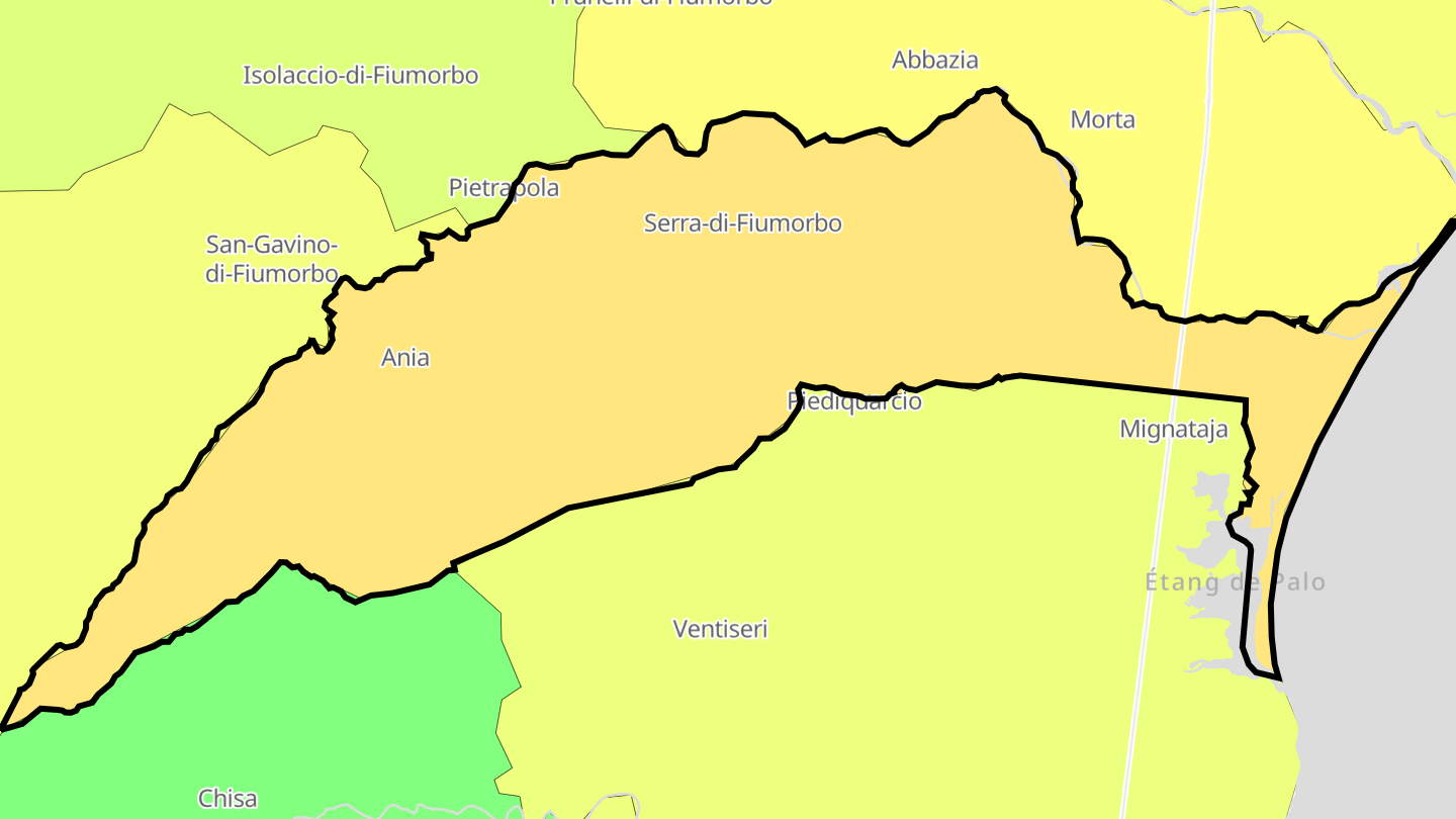 Carte des prix de l'immobilier Serra-di-Fiumorbo