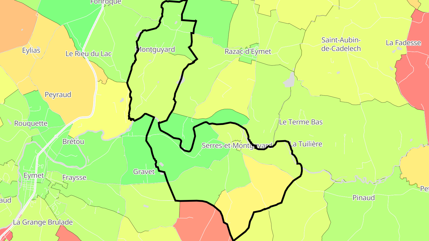 Carte des prix de l'immobilier Serres-et-Montguyard