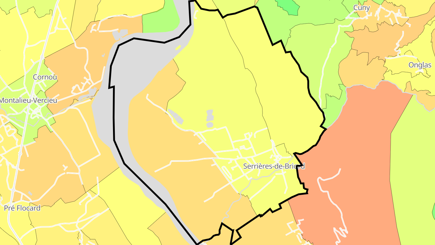 Carte des prix de l'immobilier Serrières-de-Briord