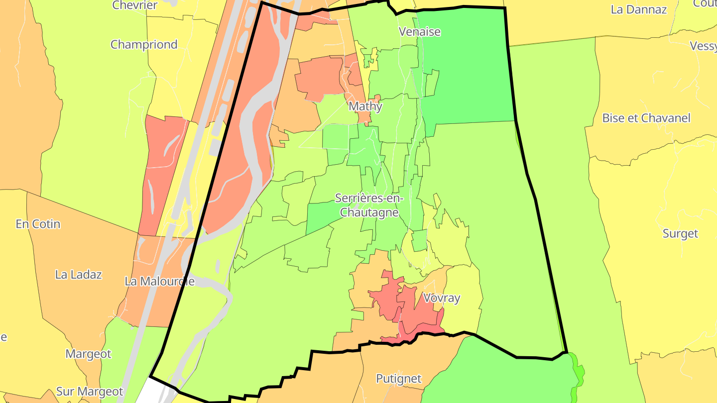 Carte des prix de l'immobilier Serrières-en-Chautagne