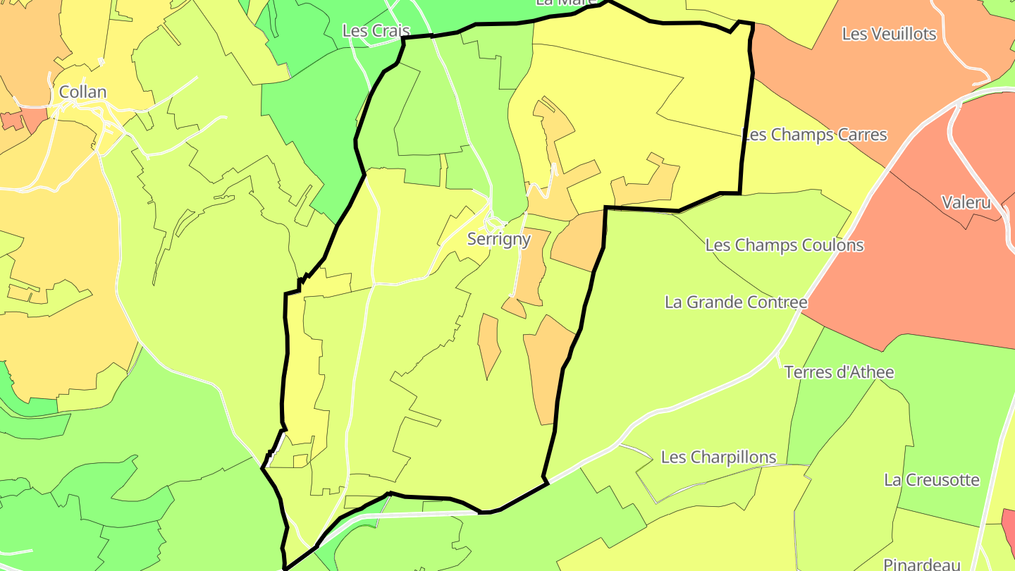Carte des prix de l'immobilier Serrigny