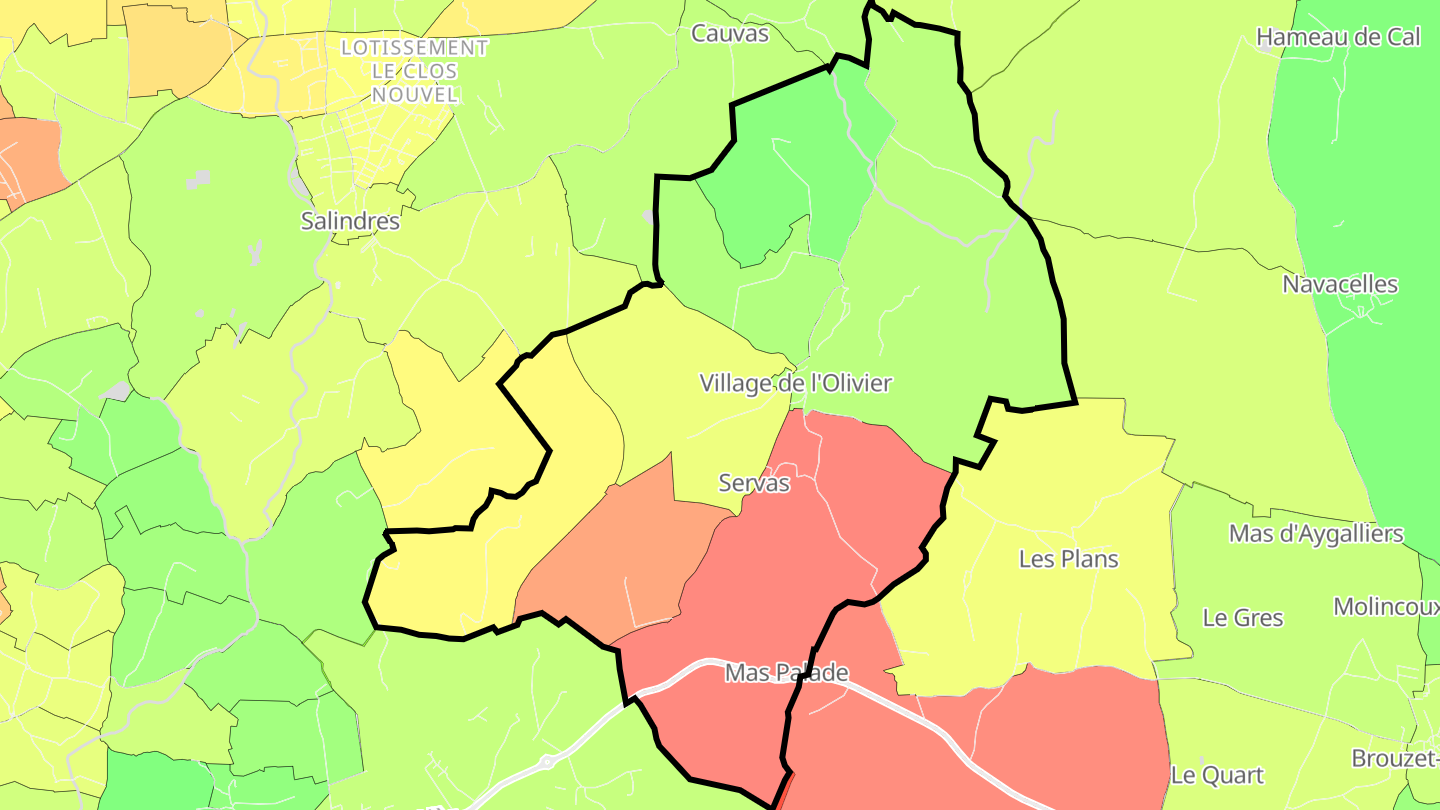 Carte des prix de l'immobilier Servas