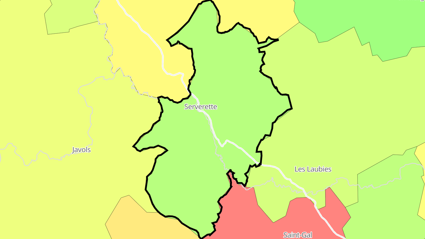 Carte des prix de l'immobilier Serverette