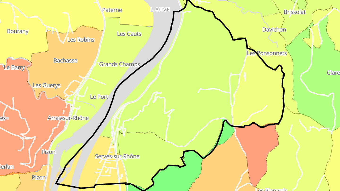 Carte des prix de l'immobilier Serves-sur-Rhône