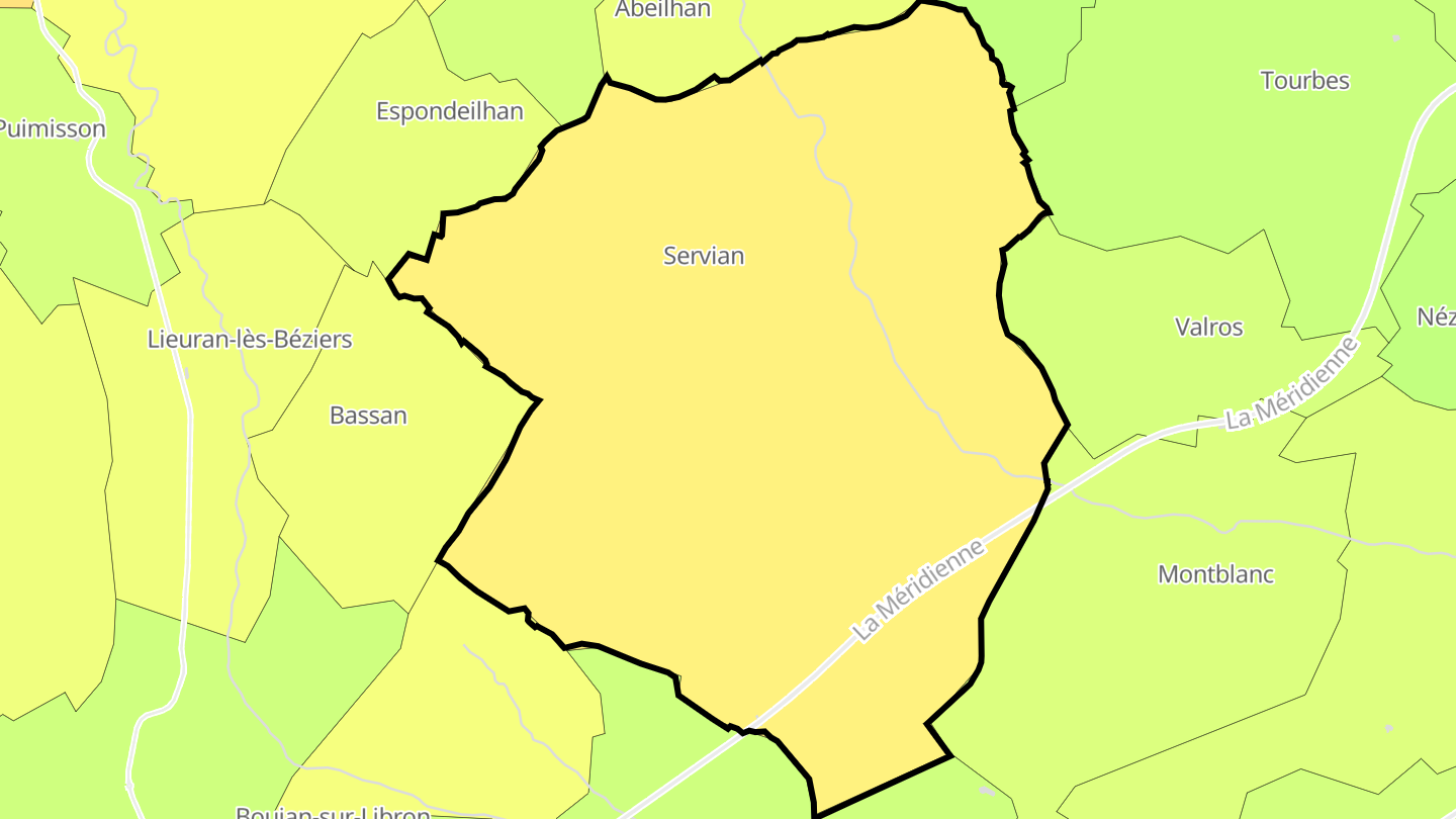 Carte des prix de l'immobilier Servian