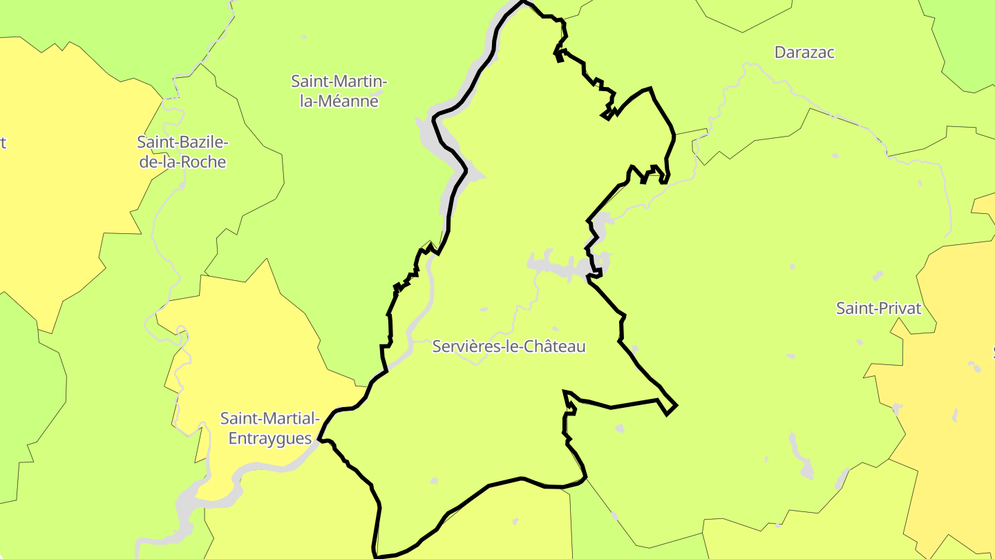 Carte des prix de l'immobilier Servières-le-Château