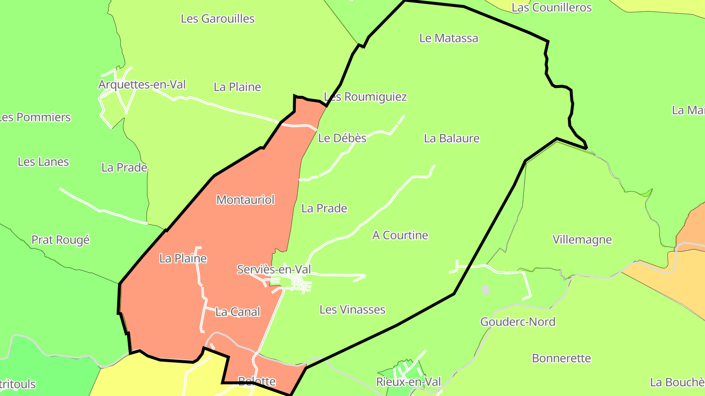 Carte des prix de l'immobilier Serviès-en-Val