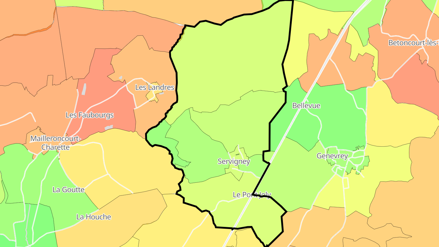 Carte des prix de l'immobilier Servigney
