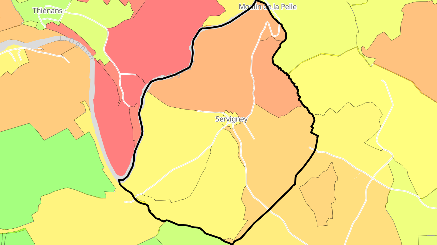Carte des prix de l'immobilier Servigney