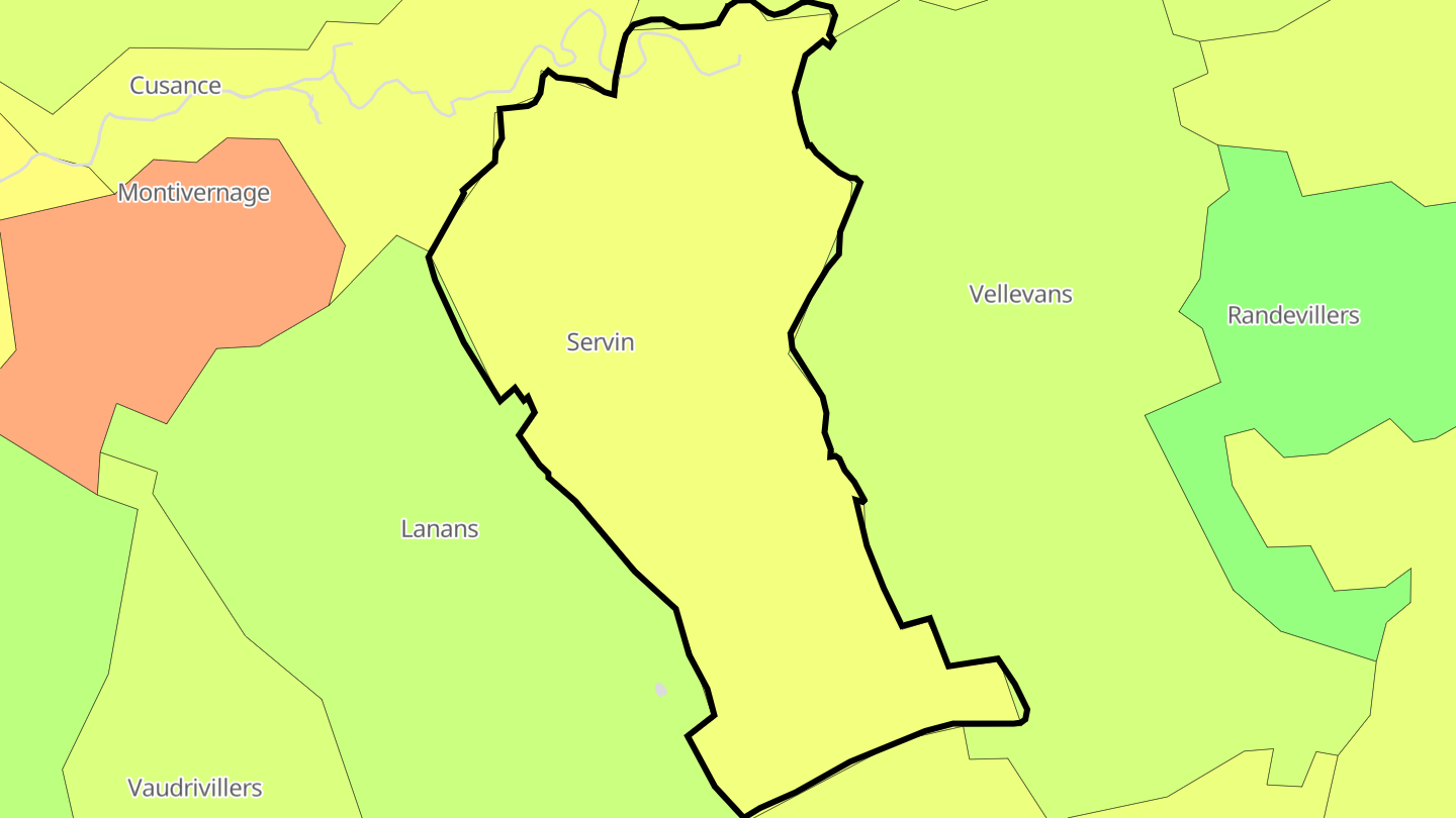 Carte des prix de l'immobilier Servin