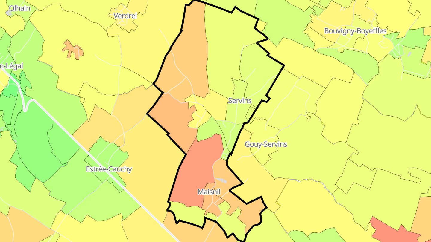 Carte des prix de l'immobilier Servins