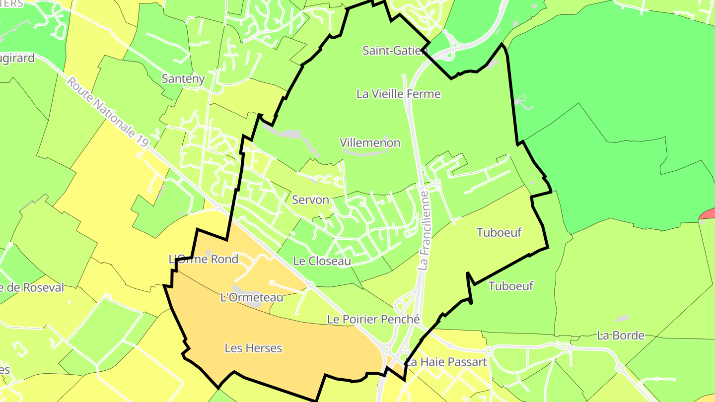 Carte des prix de l'immobilier Servon