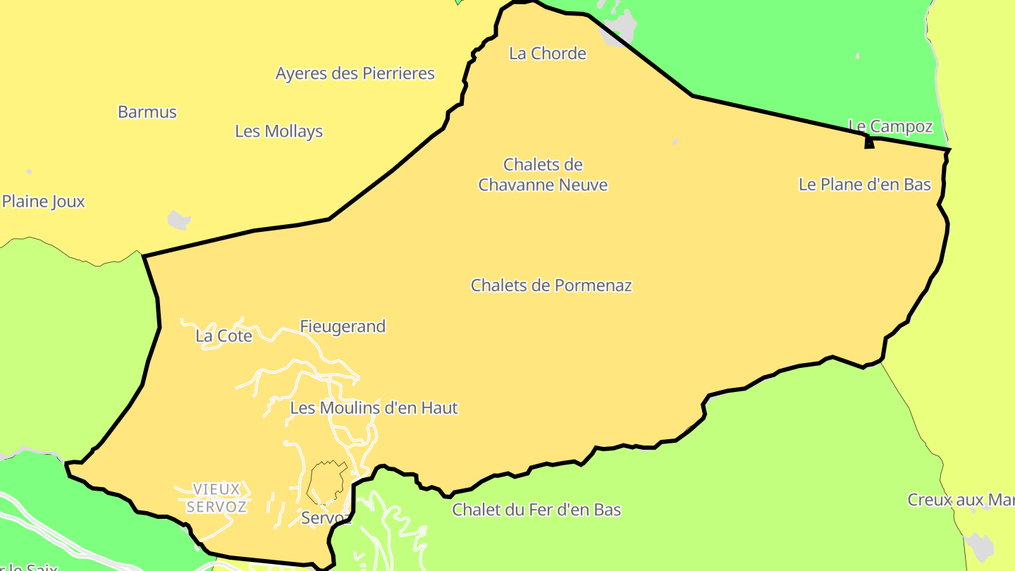 Carte des prix de l'immobilier Servoz