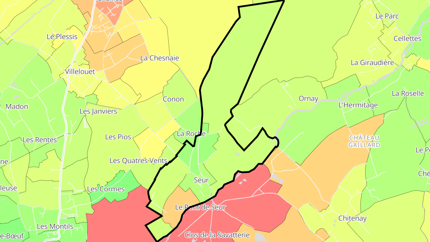 Carte des prix de l'immobilier Seur