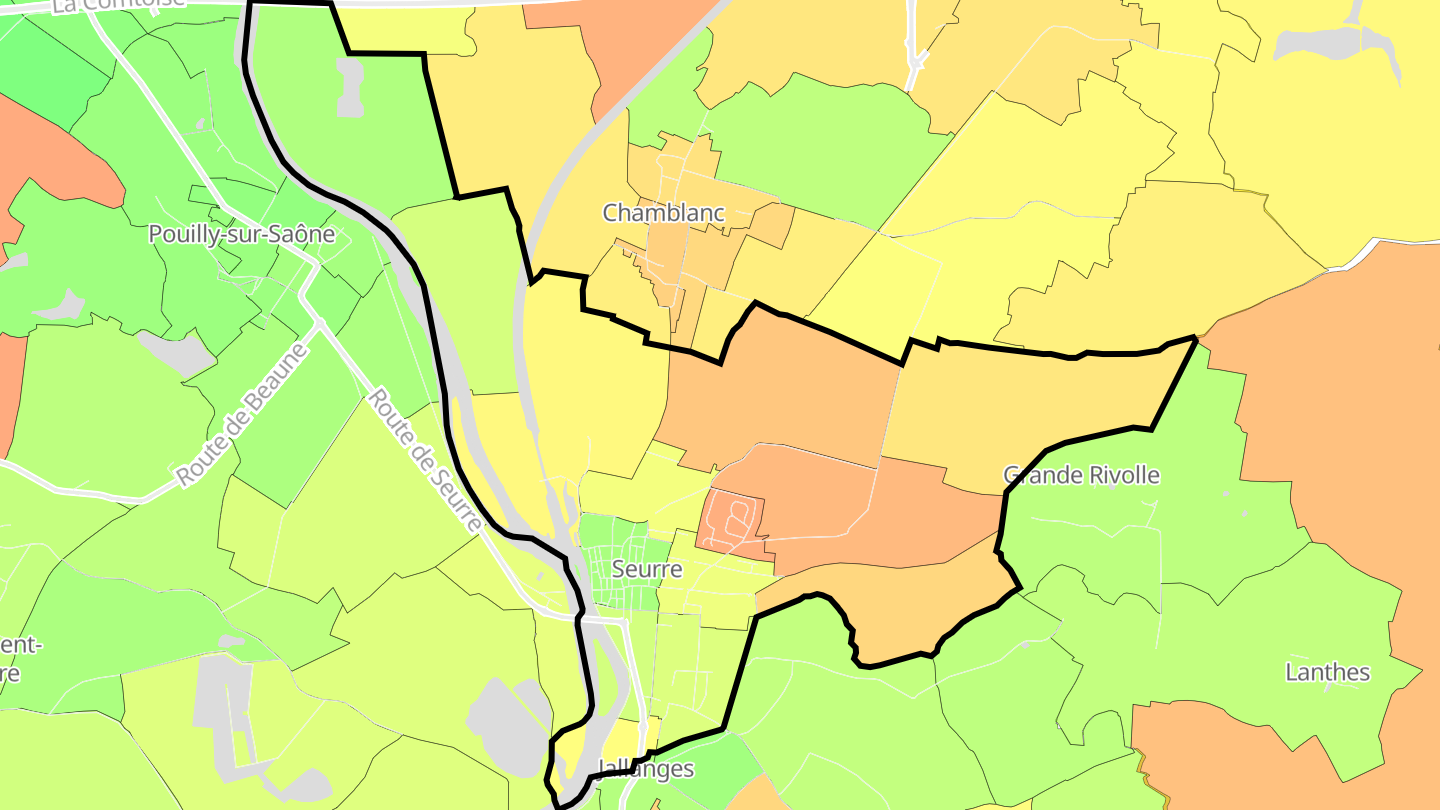 Carte des prix de l'immobilier Seurre